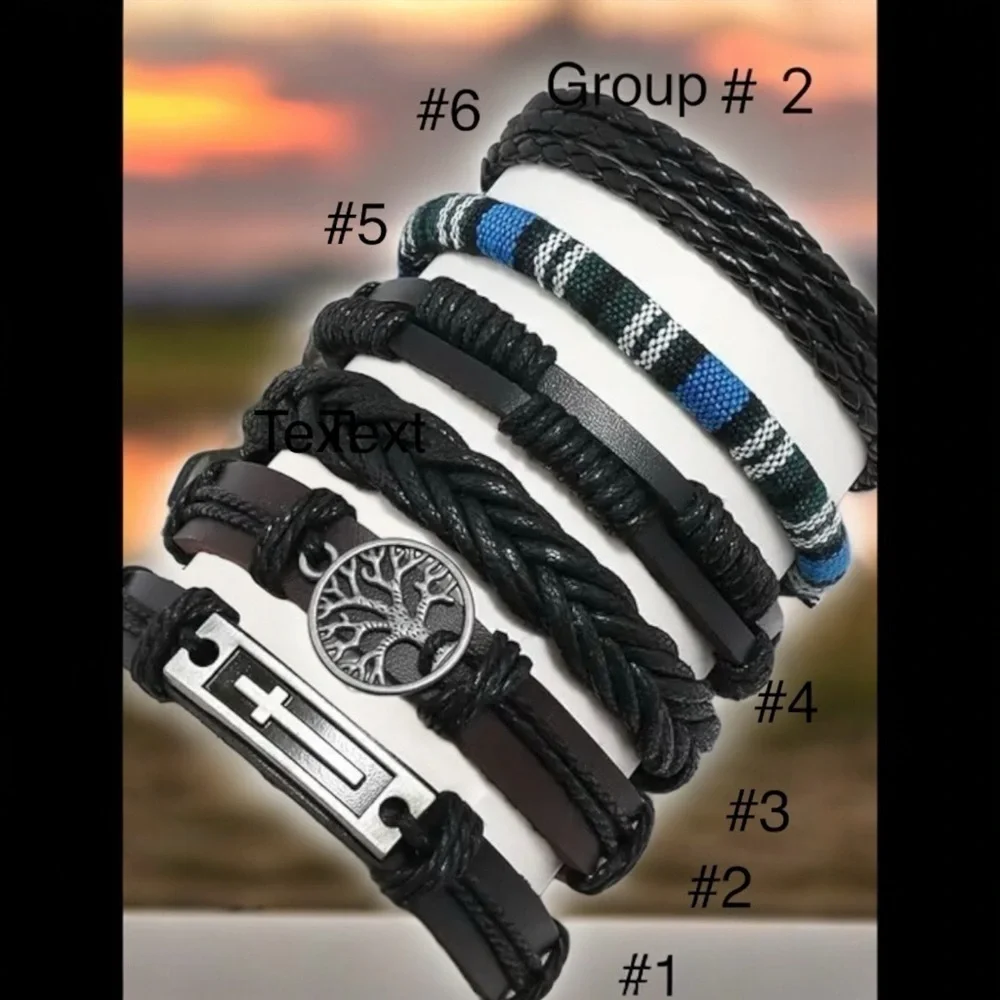 Men's Hand-woven Multi-layer Leather Set Bracelet.  All bracelets are Adjustable